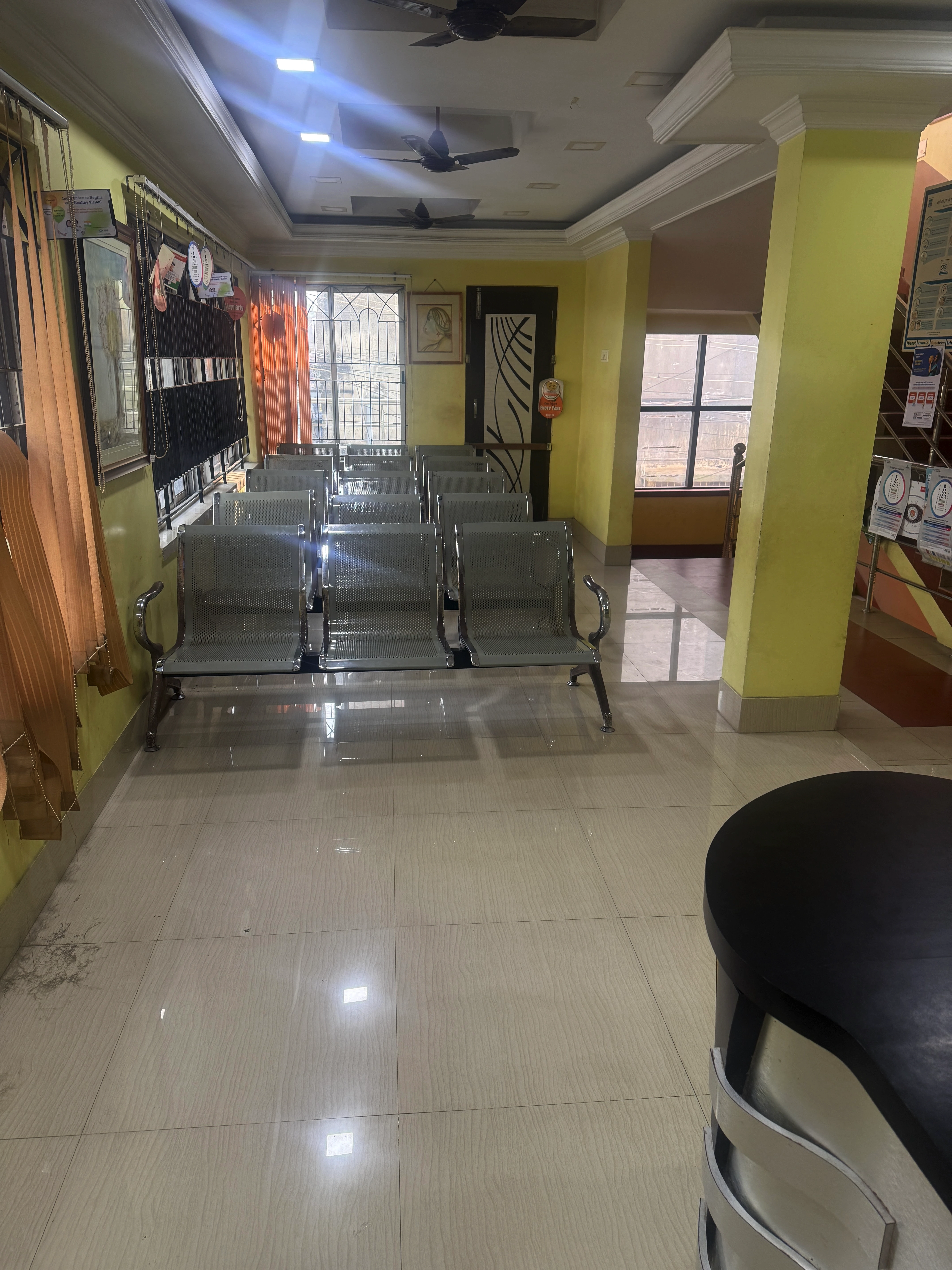 Spacious waiting room at Eyeland Eye Care